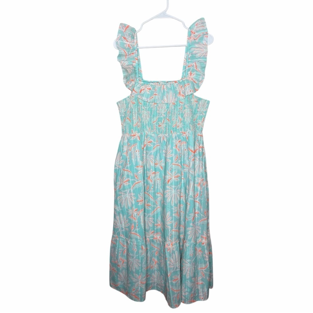 Vineyard Vines Cay Floral Smocked Cotton Dress Women’s Size Large Cottagecore